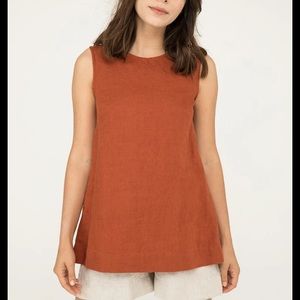 Elizabeth Suzann Petra Tank rust linen gauze S